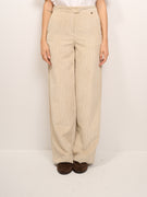 DIXIE - PANTALONE LARGO VELLUTO A COSTE - BEIGE