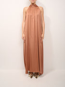 VICOLO - ABITO SATIN SCOLLO AMERICANA - BRONZO