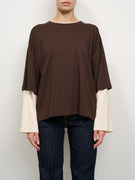 VICOLO - T-SHIRT MANICA BICOLORE - FONDENTE