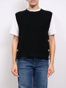 AN'GE - GILET BOTTONI LATERALI - NERO