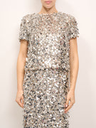 TENSIONE IN - MAGLIA MEZZA MANICA PAILLETTES - ARGENTO