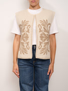 TENSIONE IN - MAGLIA GILET RICAMATO - OFF WHITE/BEIGE