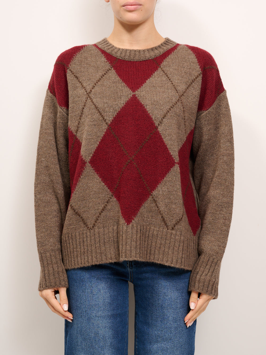 TENSIONE IN - MAGLIA INTARSI ROMBI MACUMBA - BROWN