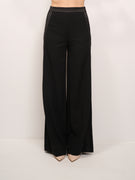 IMPERIAL - PALAZZO PANTS WITH SATIN EDGE - BLACK