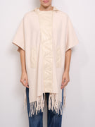 ALLEY - FRINGED CAPE WITH PADDED INSERTS - BUTTER