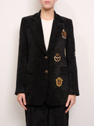 TENSION IN - VELVET JACKET WITH PATCH - BLACK