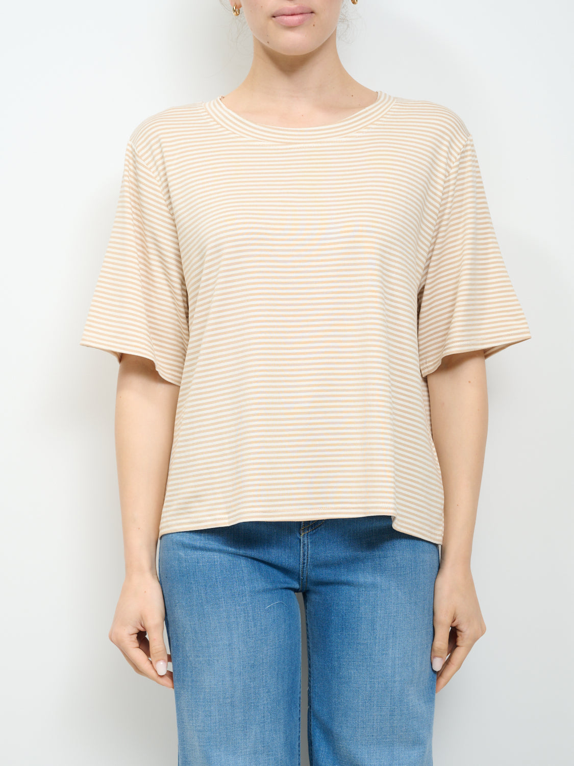 HAVE ONE - MAGLIA RIGATA GIROCOLLO - BEIGE/PANNA