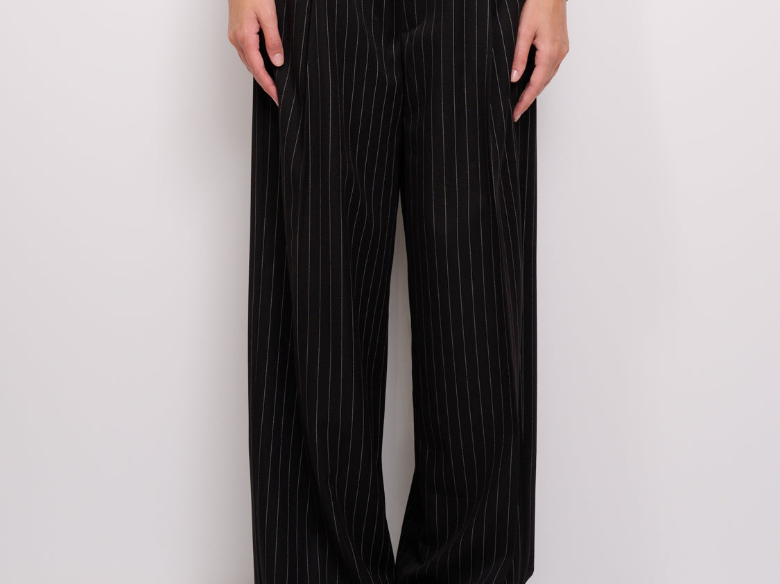 VICOLO PANTALONE ELASTICO GESSATO NERO1