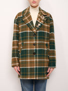 TENSION IN - LONG JACKET 3 BUTTONS CHECKED - GREEN
