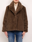 TENSION IN - ECO FUR JACKET - DARK BROWN