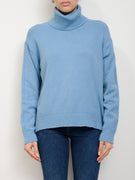 IDENTITY - HIGH NECK SWEATER WITH BACK SPLITS - LIGHT BLUE