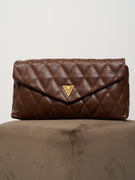 VICOLO - LARGE QUILTED BAG - DARK BROWN