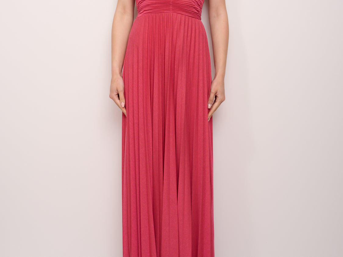 VICOLO ABITO LUNGO PLISSE' FUXIA