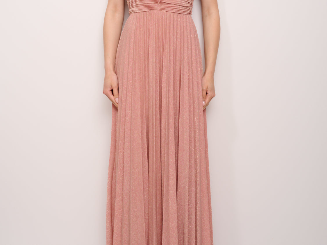 VICOLO ABITO LUNGO PLISSE' ROSA