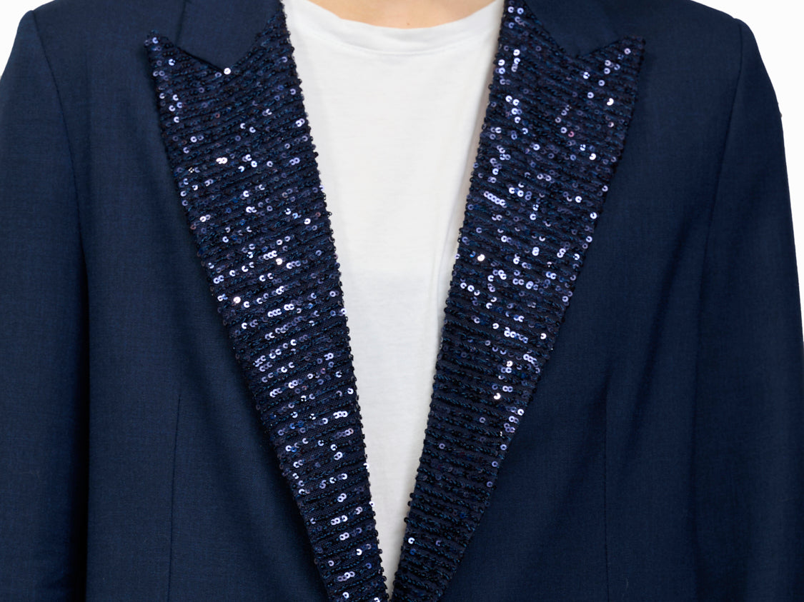 VICOLO GIACCA UN BOTTONE CON PAILLETTES BLU - Main Image